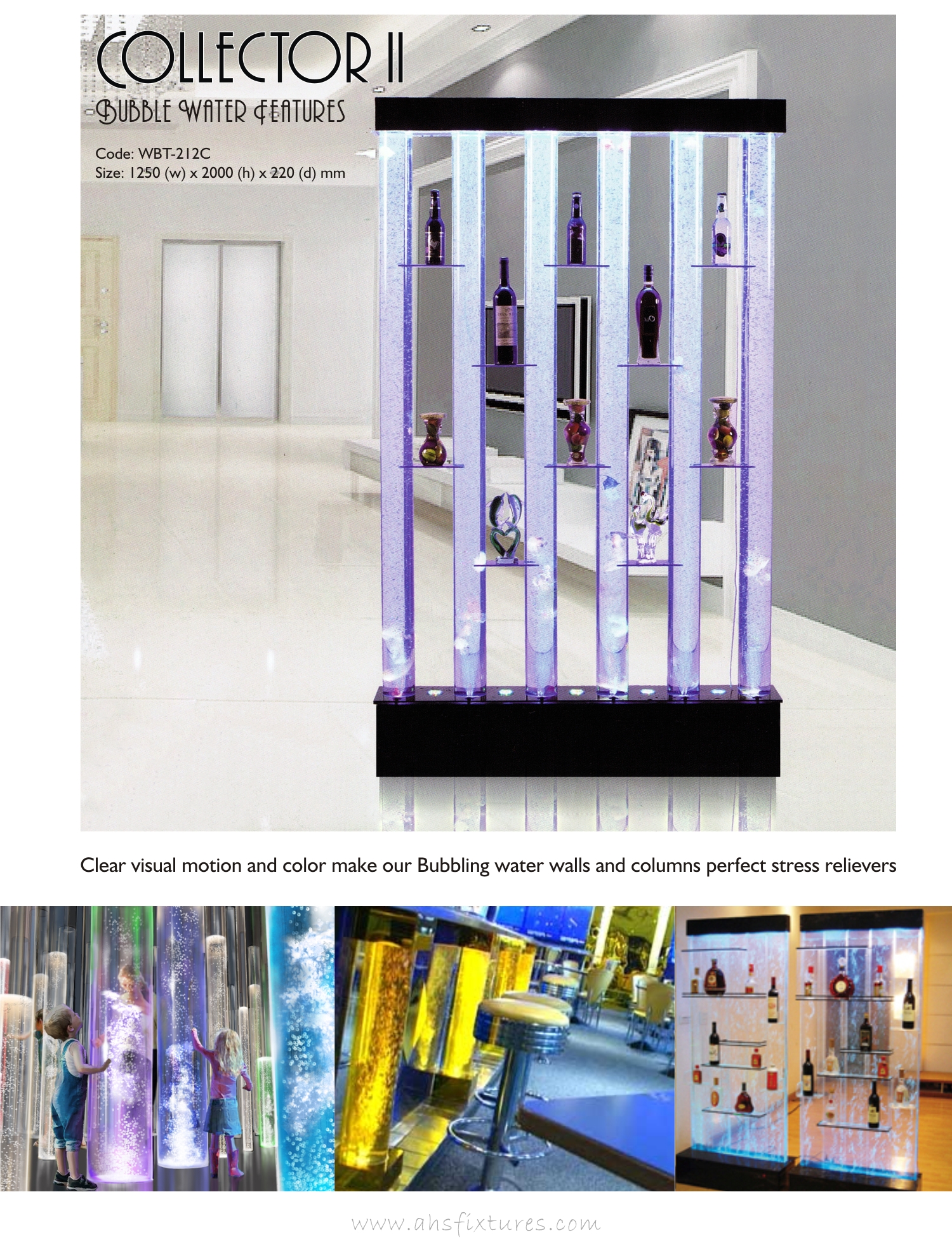 WBP-212C Bubble Water Features Collector II Display Shelves Divider Partition